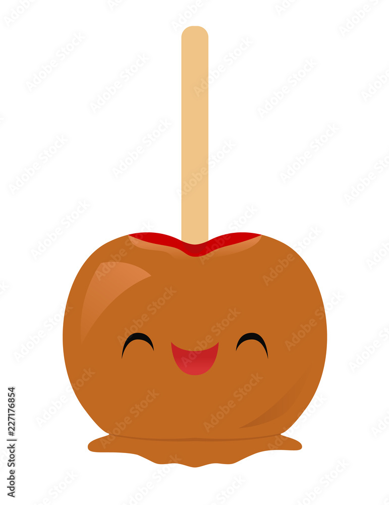Vector illustration of a cute smiling caramel apple Vector illustration of a cute smiling caramel apple