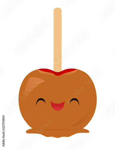 Vector illustration of a cute smiling caramel apple