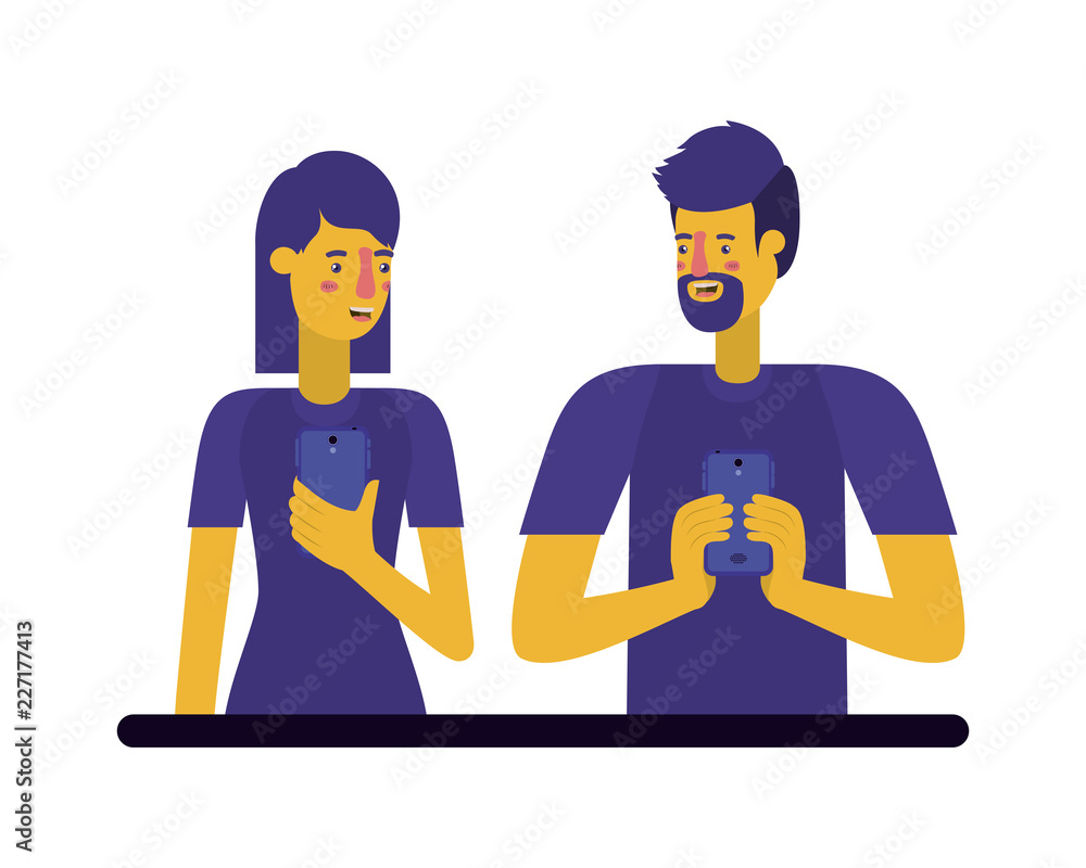 young couple using smartphone young couple using smartphone