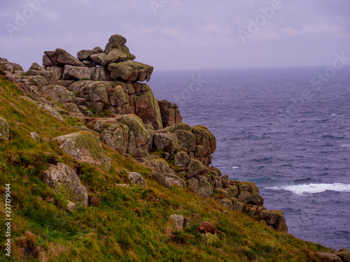 Famous Landmark in Cornwall - Lands End at the Celtic Sea
