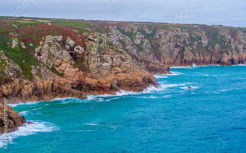 Fototapeta Naklejka Na Ścianę i Meble -  Deep blue Ocean water at the coast of Cornwall