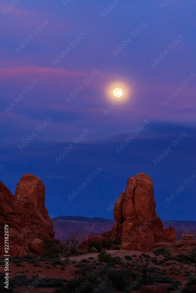 Moonrise Over the Desert in Arches National Park