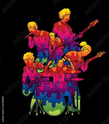 Musician playing music together, Music band graphic vector