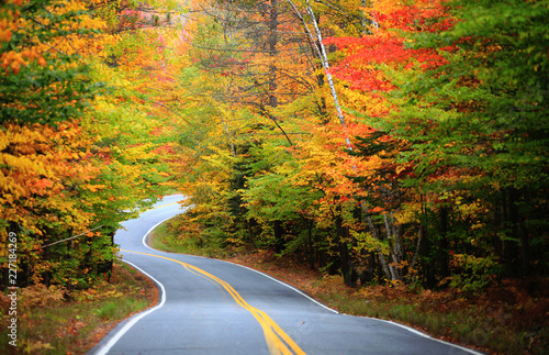 Beautiful rural Vermont drive in autumn time photo