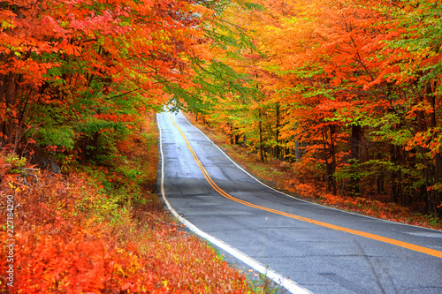 Beautiful rural Vermont drive in autumn time photo