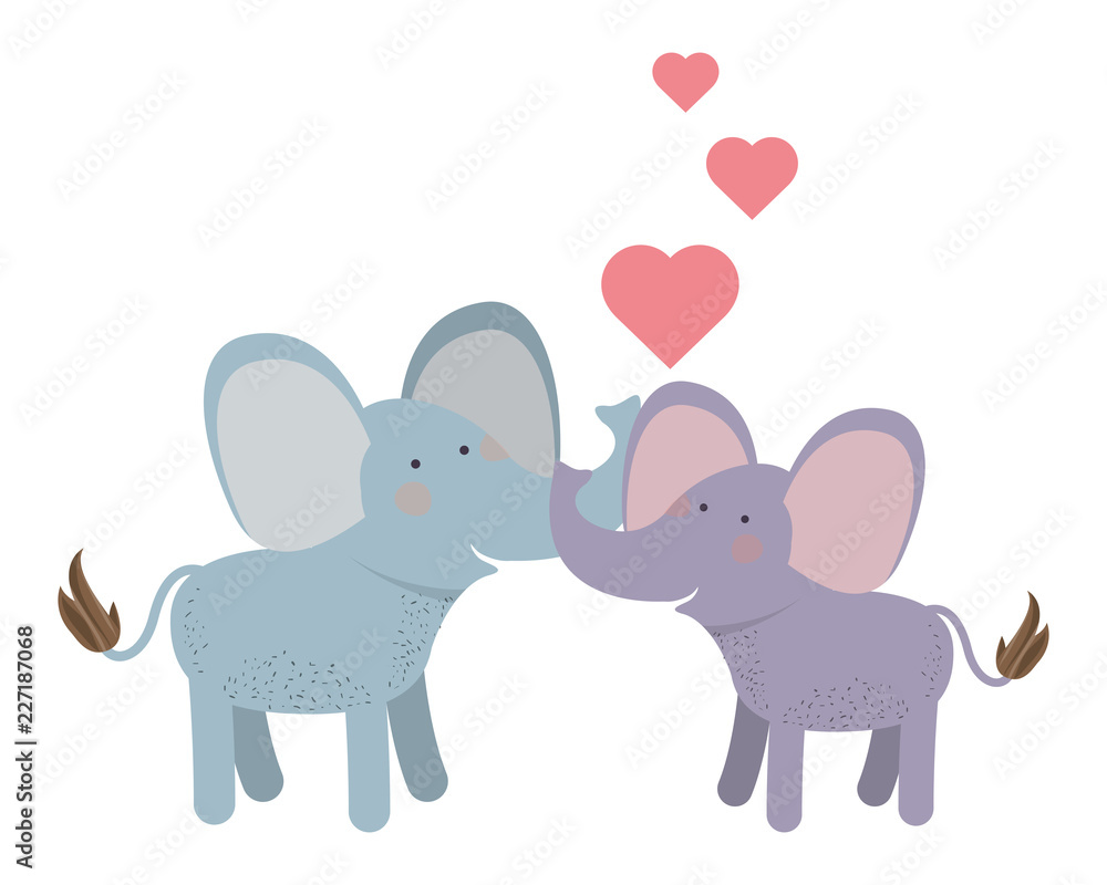 cute couple elephants with hearts cute couple elephants with hearts