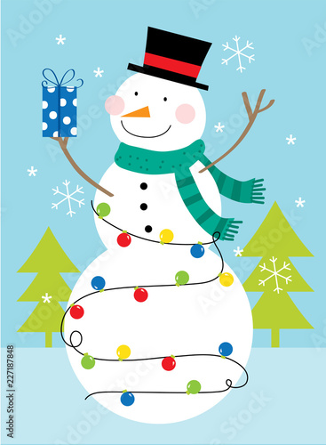 cute snowman celebrating christmas