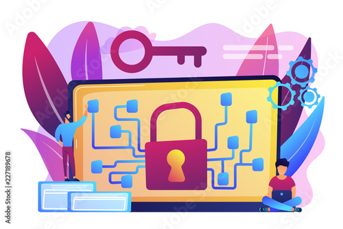Cryptography and encryption concept vector illustration.