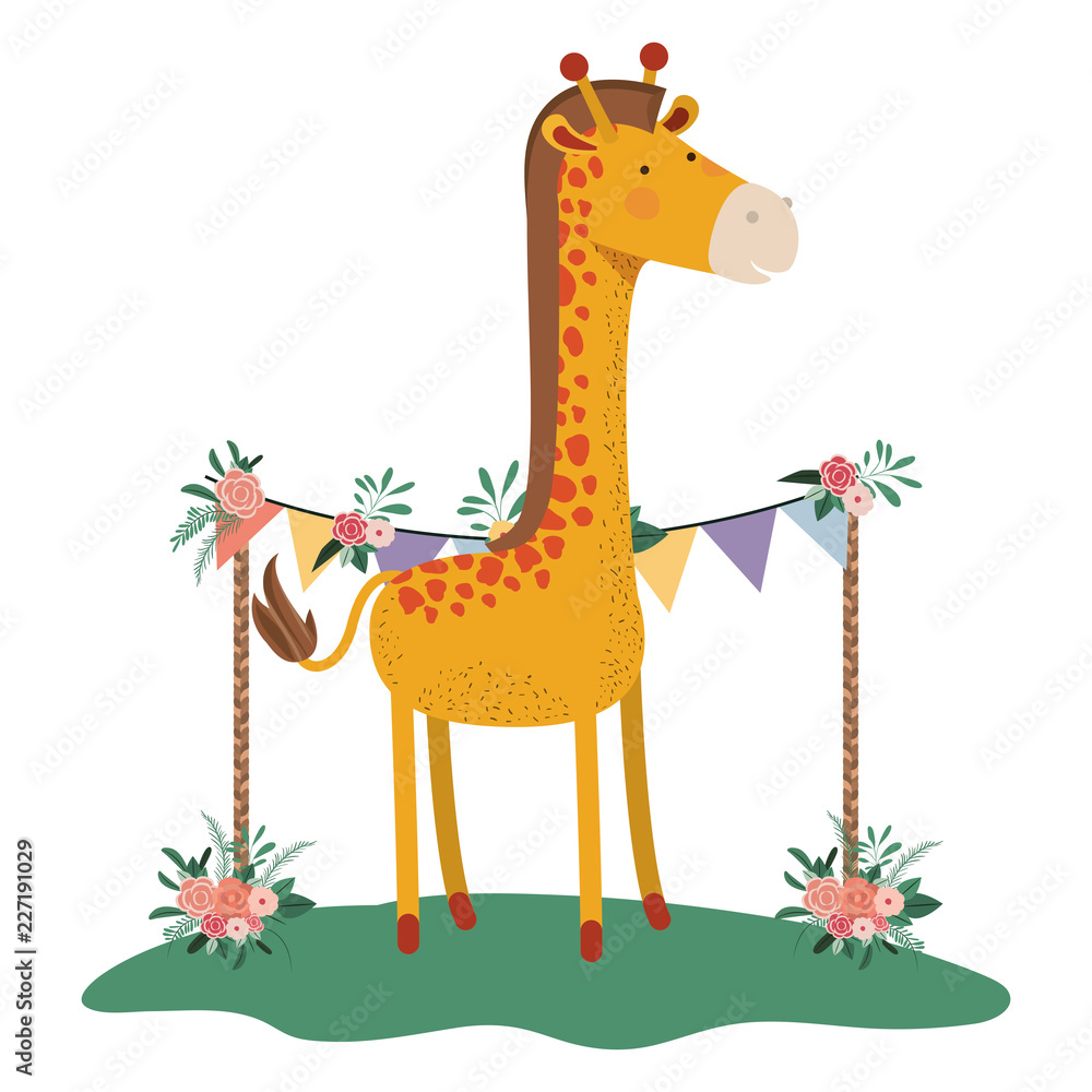 cute and adorable giraffe with floral frame cute and adorable giraffe with floral frame