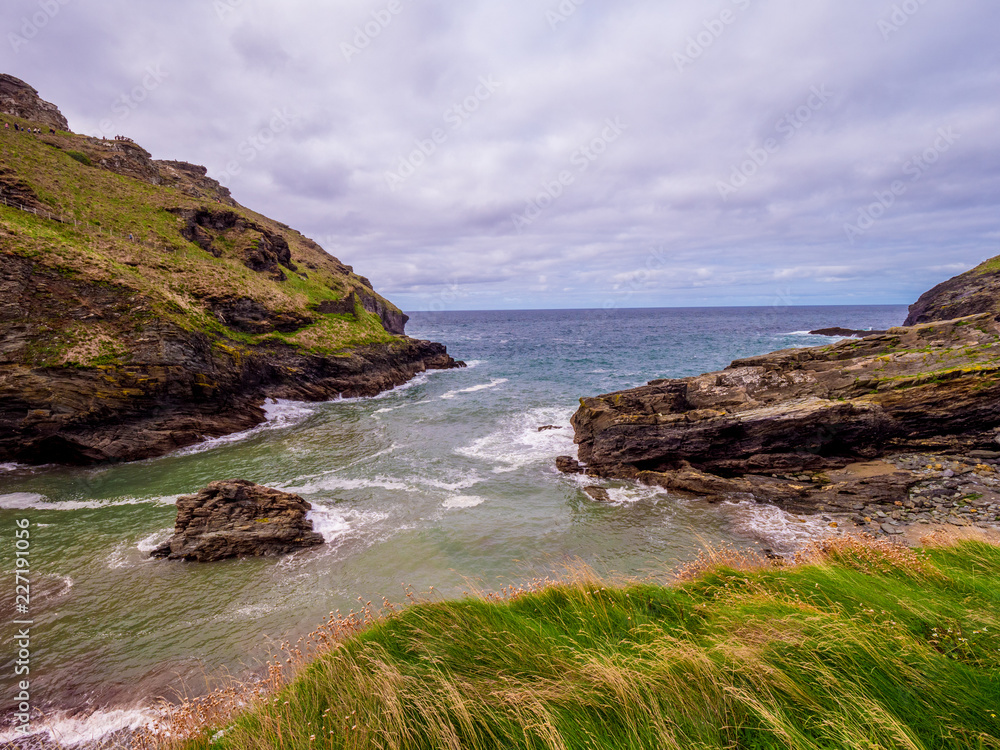 The Cove of Tintagel in Cornwall - a popular landmark at Tintagel Castle