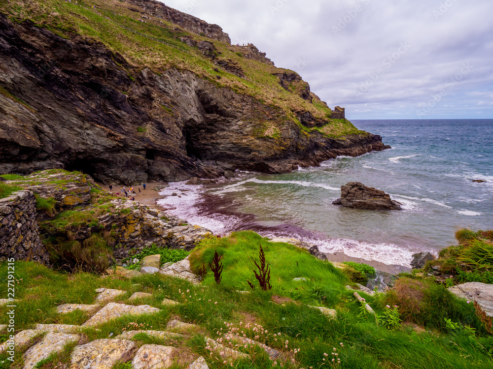 The Cove of Tintagel in Cornwall - a popular landmark at Tintagel Castle