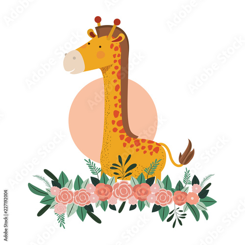 cute and adorable giraffe with floral decoration