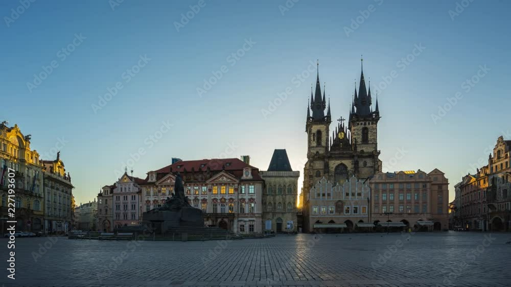 Time lapse video of Prague old town square with sunrise in Czech timelapse 4K Time lapse video of Prague old town square with sunrise in Czech timelapse 4K