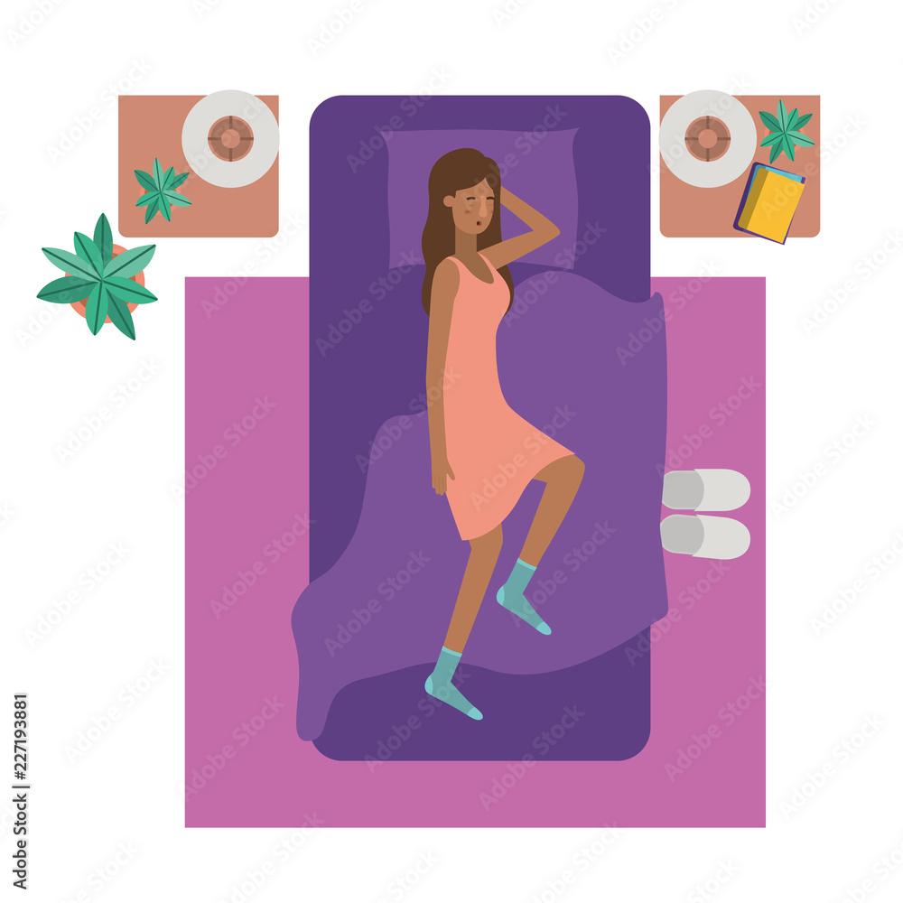 young woman in bed avatar character young woman in bed avatar character
