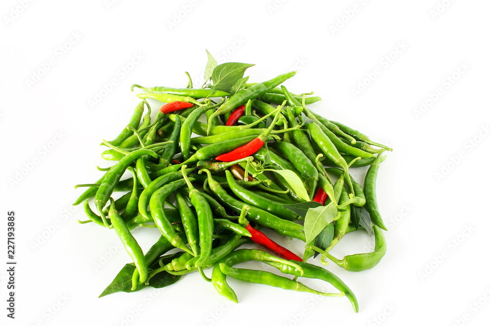 garden fresh green and red chili pepper in white background garden fresh green and red chili pepper in white background