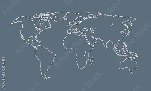 A Cool And Simple Black And White World Map Outline Of Different Countries And Continents Vector Illustration Stock Vector Adobe Stock