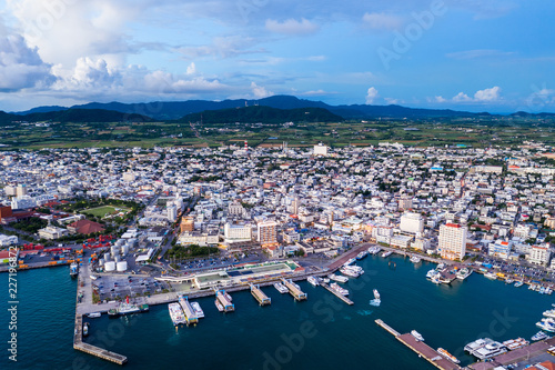 Aerial view of ishigaki downtown