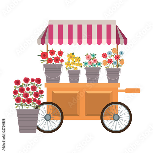 store kiosk with flowers isolated icon