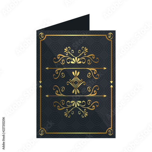 card with elegant golden frame icon