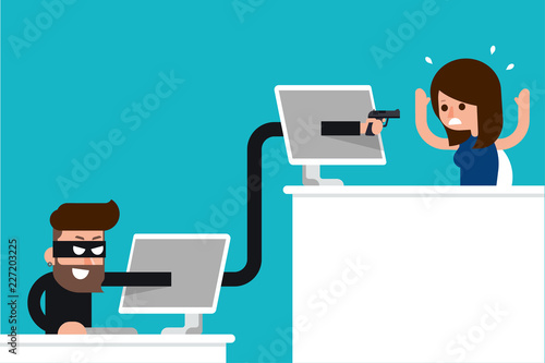 Internet crime concept flat design vector.