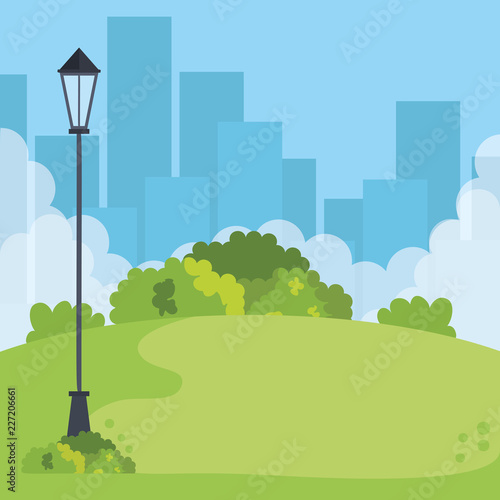 park landscape with lantern scene