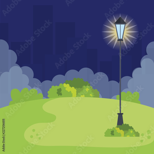 park landscape with lantern scene