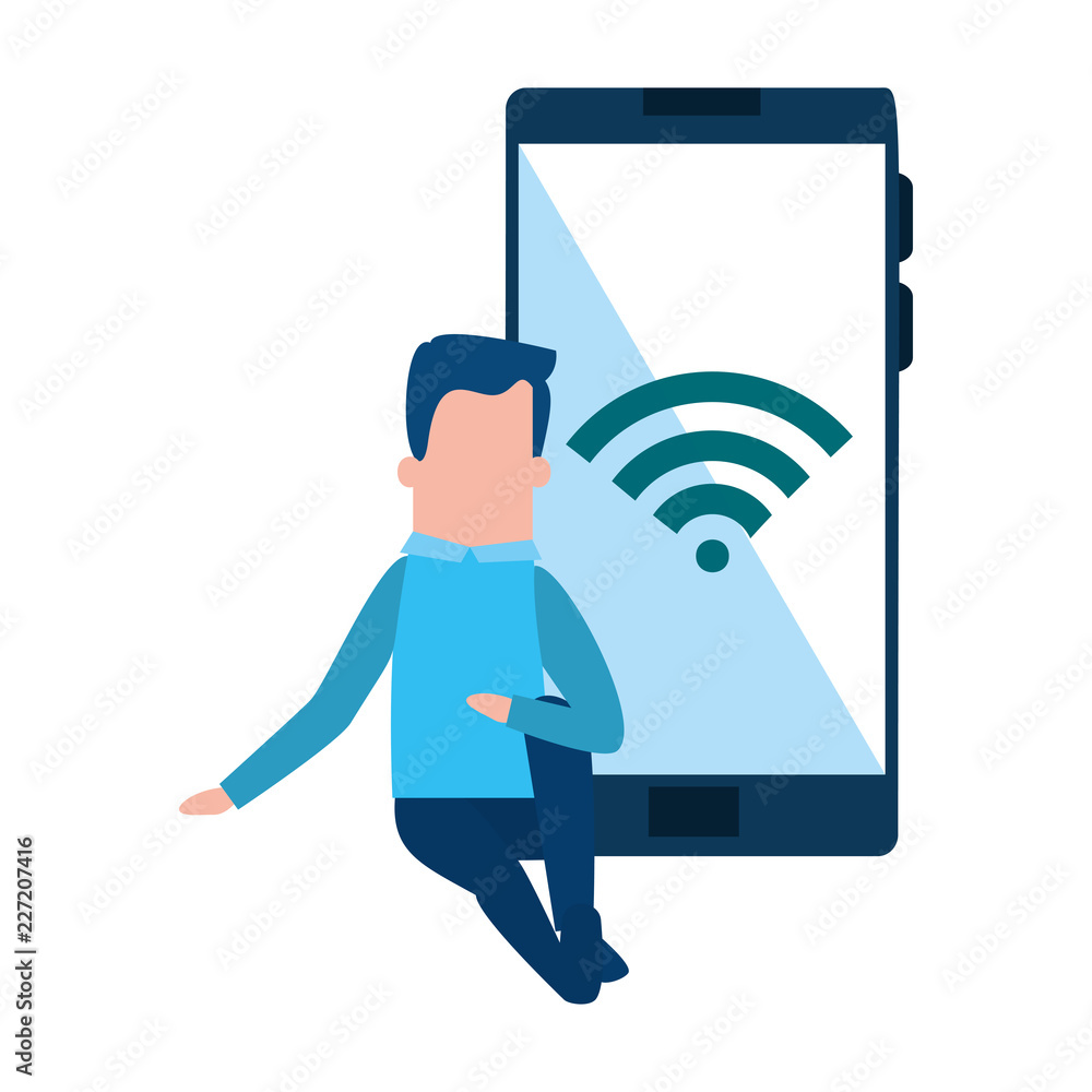 businessman with smartphone and wifi businessman with smartphone and wifi