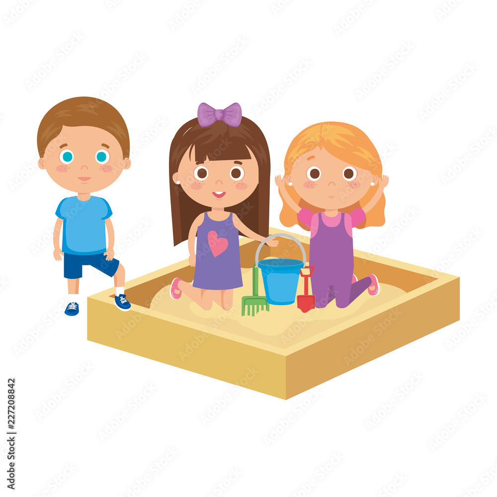 beautiful little kids in sand box