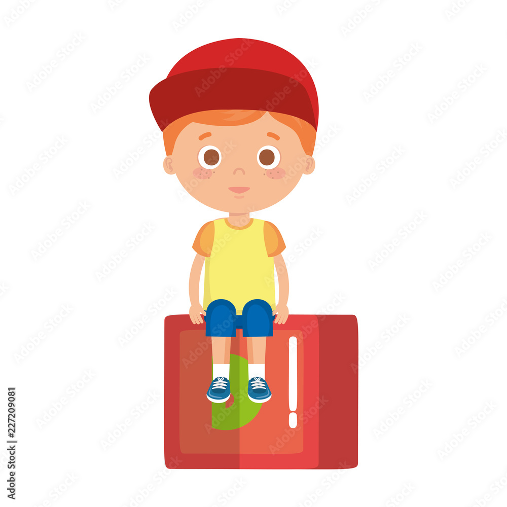 cute little boy with cube block cute little boy with cube block