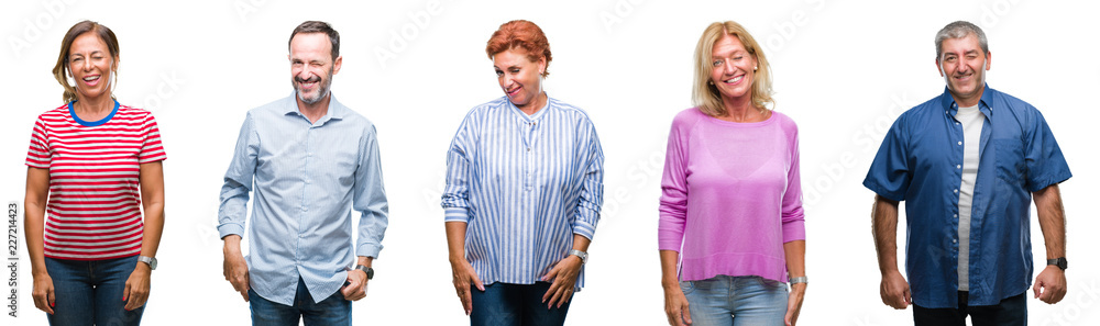 Collage of group of middle age and senior people over isolated background winking looking at the camera with sexy expression, cheerful and happy face. Collage of group of middle age and senior people over isolated background winking looking at the camera with sexy expression, cheerful and happy face.