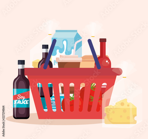 shopping basket with products