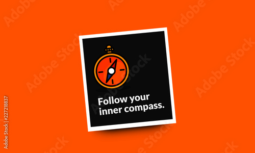 Follow your inner compass Motivational Quote Vector Illustration in Flat Style