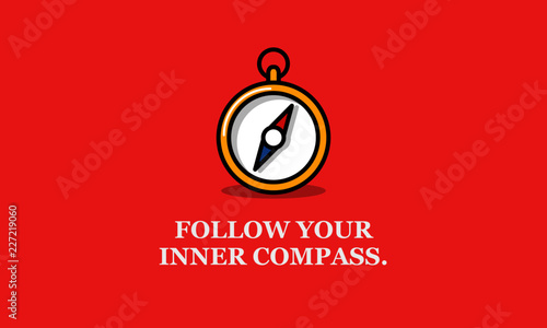 Follow your inner compass Motivational Quote Vector Illustration in Flat Style