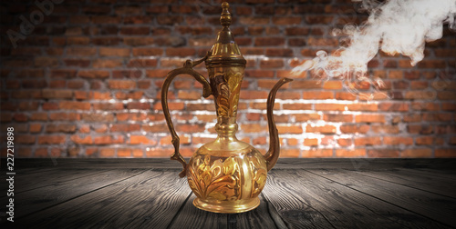 Oriental lamp, a vessel aga...