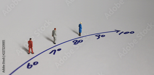 Miniature people and the concept of an aging society. photo