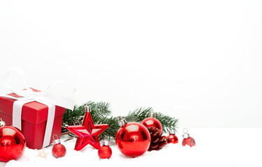 Red christmas holidays decoration on a white background