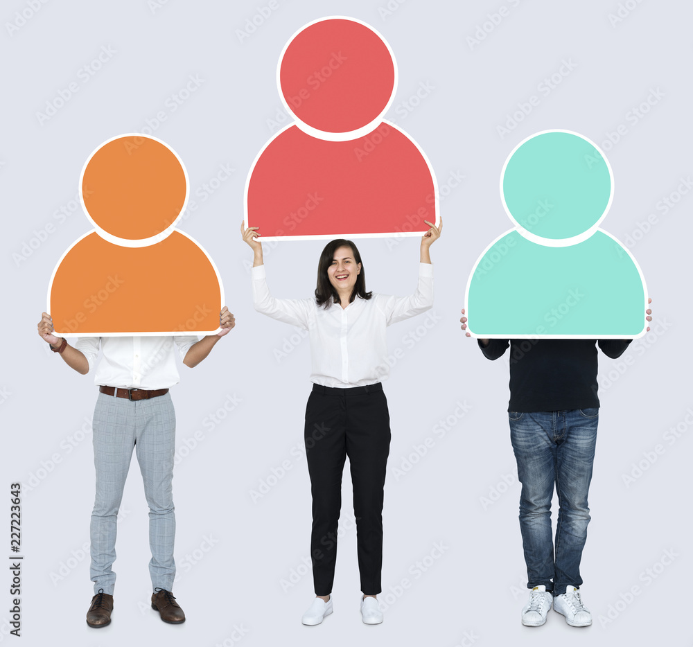 Obraz premium People holding up career profiles