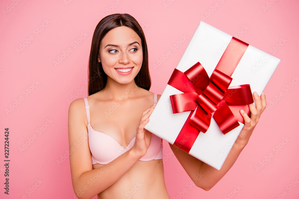 Portrait of nice charming adorable positive cheerful sweet lovel Portrait of nice charming adorable positive cheerful sweet lovel