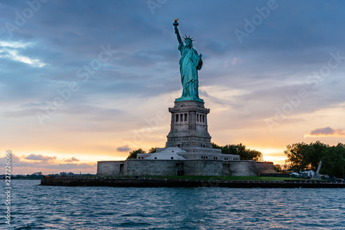 Statue of Liberty in New York at sunset