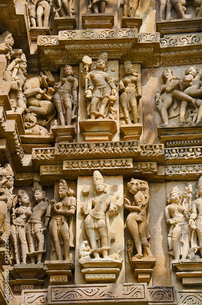 VISHWANATH TEMPLE, North Wall - Idols, Surasundaries and Vyalas, Western Group, Khajuraho, Madhya Pradesh, UNESCO World Heritage Site