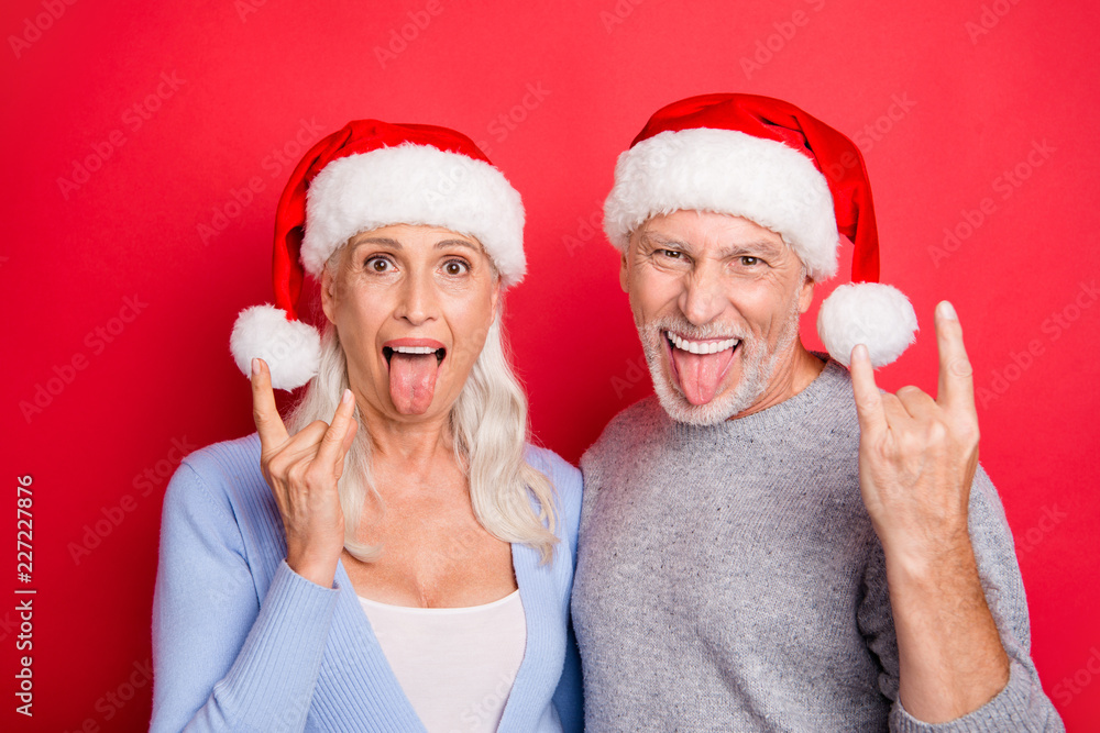 Portrait of two nice crazy cool excited people beautiful grey-ha Portrait of two nice crazy cool excited people beautiful grey-ha