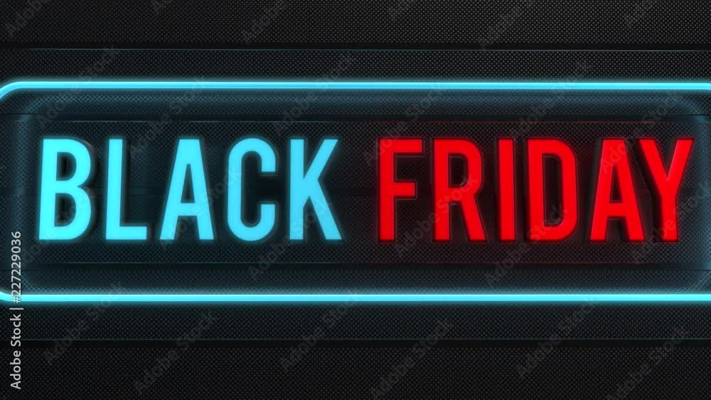 Black friday text surrounded by a blue neon border 3D animation Black friday text surrounded by a blue neon border 3D animation