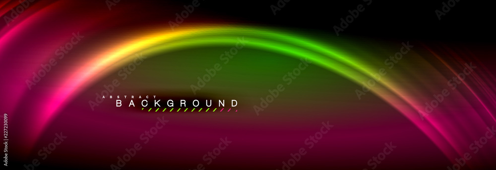 Neon glowing fluid wave lines, magic energy space light concept, abstract background wallpaper design Neon glowing fluid wave lines, magic energy space light concept, abstract background wallpaper design