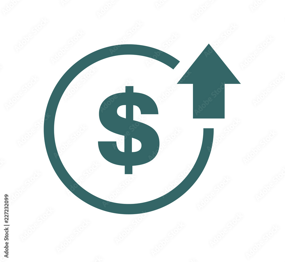 Cost symbol increase icon. Vector symbol image isolated on background Cost symbol increase icon. Vector symbol image isolated on background