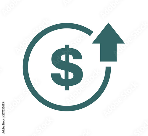 Cost symbol increase icon. Vector symbol image isolated on background