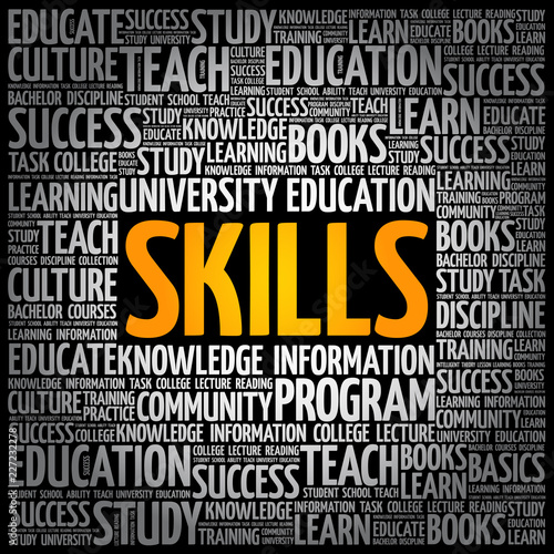SKILLS word cloud collage, business concept background