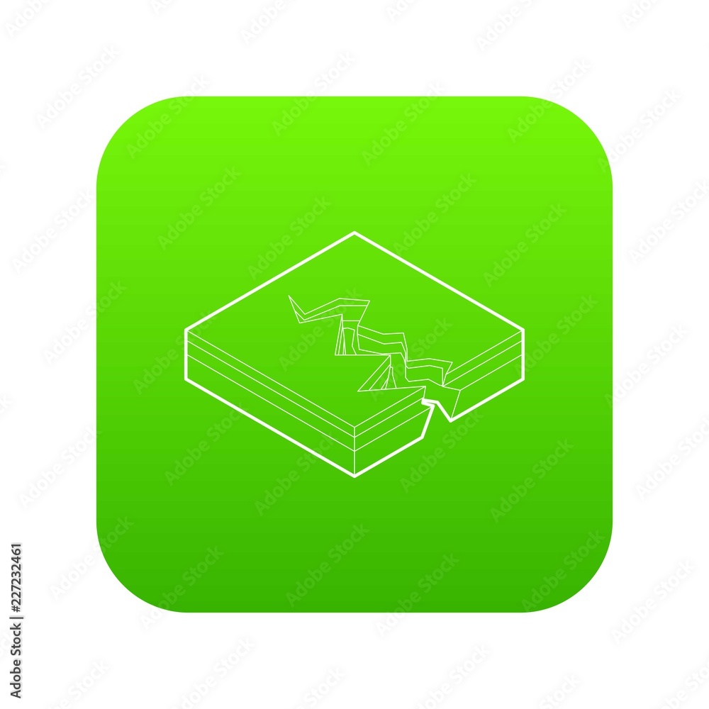 Earth crack icon green vector isolated on white background Earth crack icon green vector isolated on white background