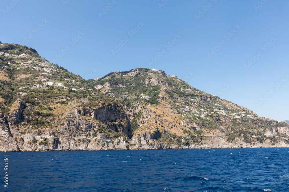 A view of the Amalfi Coast between  Sorrento and Amalfi. Campania. Italy