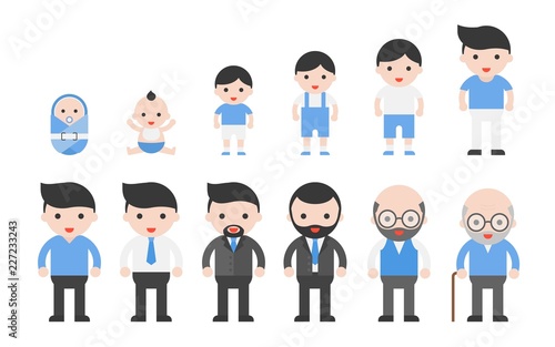 human life cycle from newborn to retired