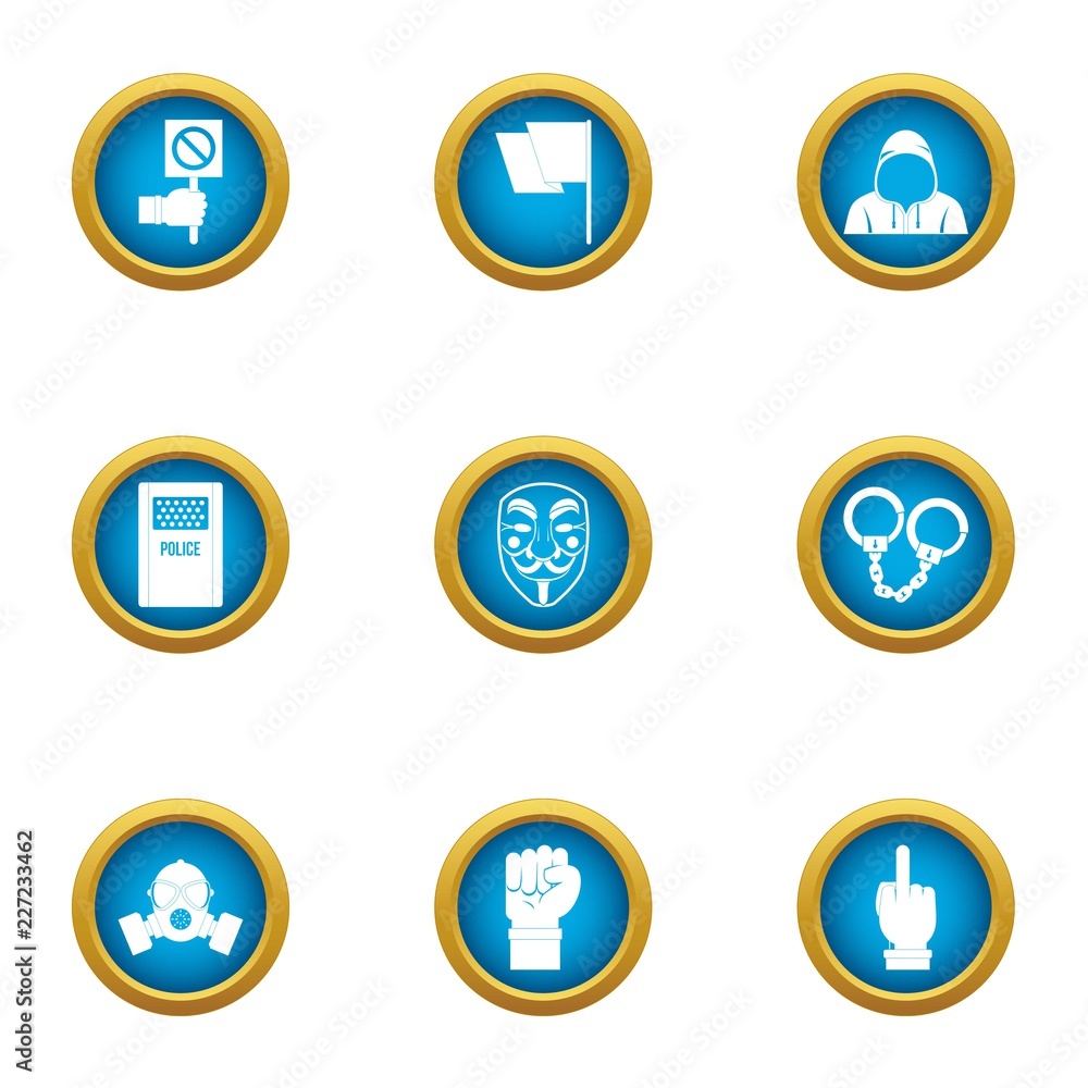 Menace icons set. Flat set of 9 menace vector icons for web isolated on white background